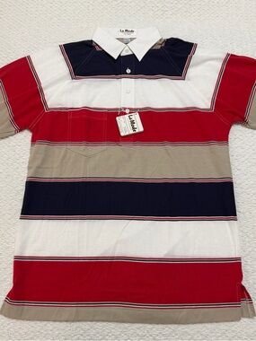 Vintage La Mode Sportswear Stripe Polo Shirt Men’s Size Large NWT